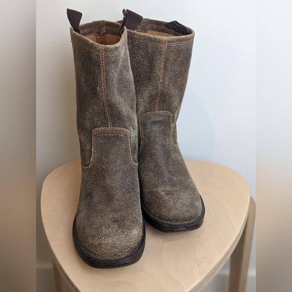 Women’s Steve Madden Brown Rough Out Leather Boots Sz 8.5 Pull Up Straps - Picture 4 of 4